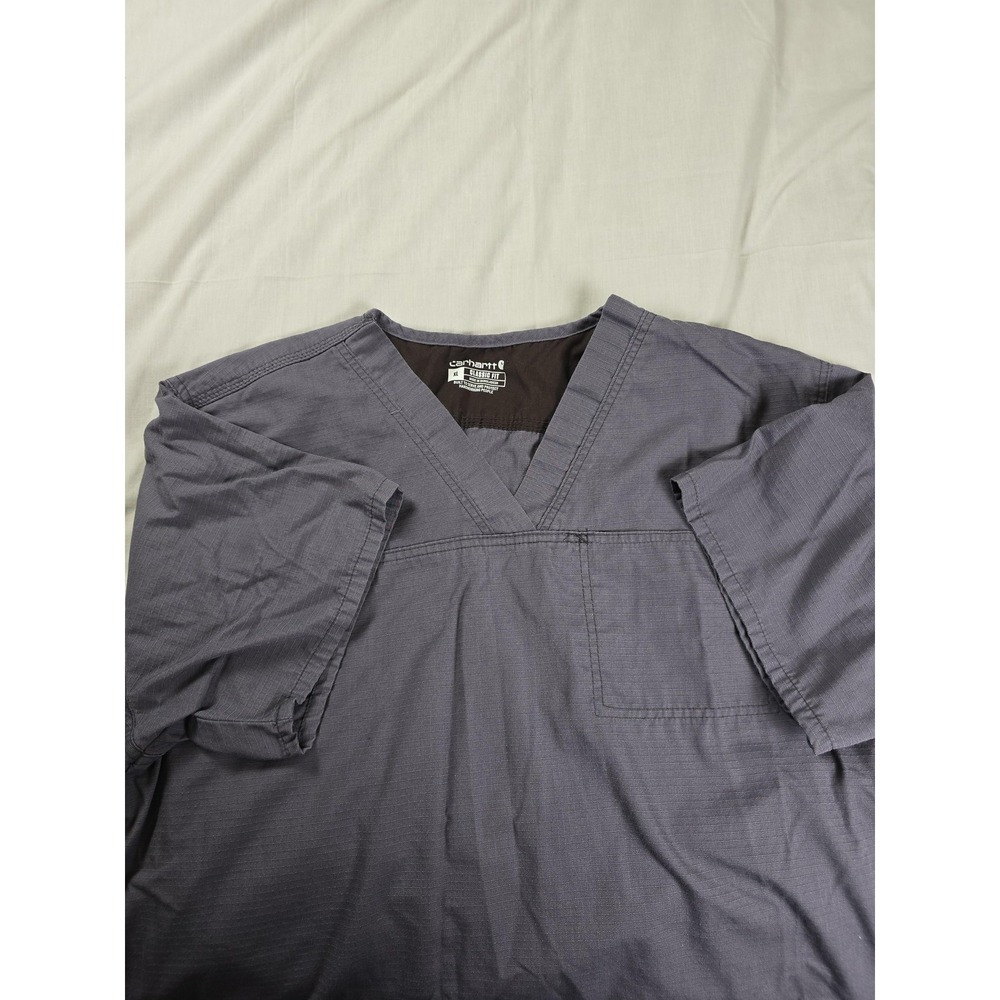 Carhartt Scrub Top Mens XL Gray Classic Fit V-Neck Short Sleeve Medical Pockets